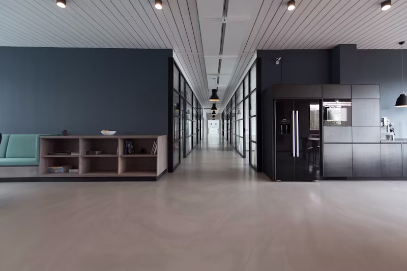 Live Verkada security camera view of a modern office lobby